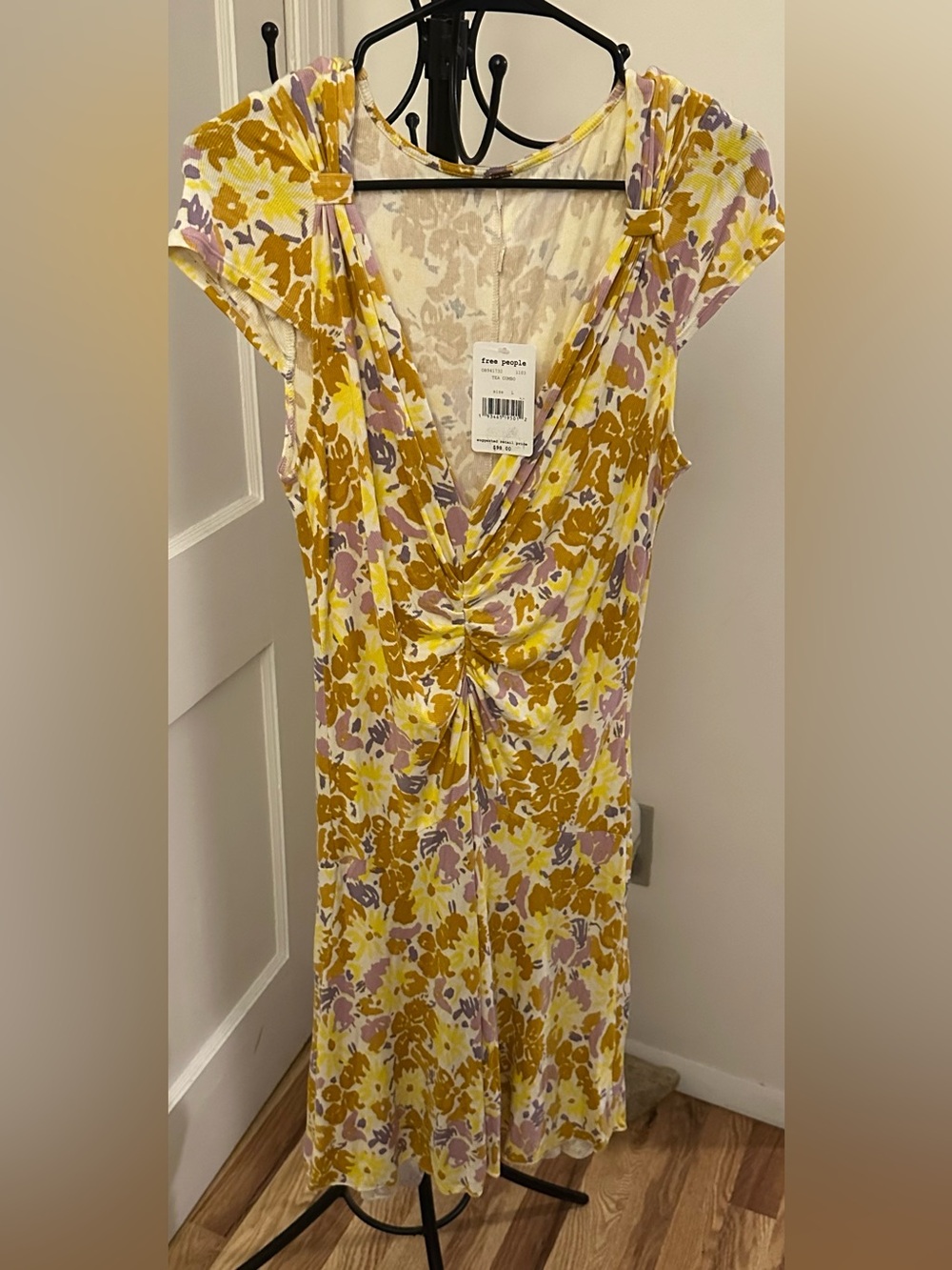 Free People Cream Floral Print Dress Size Large